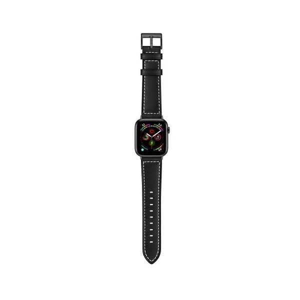 სმარტ საათის სამაჯური Classic Genuine Leather Strap for Apple Watch Series 6, SE, 5, 4 (40mm)/Series 1,2,3 (38mm) Black