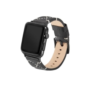 სმარტ საათის სამაჯური X Shape Leather Strap for Apple Watch Series 6, SE, 5, 4 (40mm)/Series 1,2,3 (38mm) Black