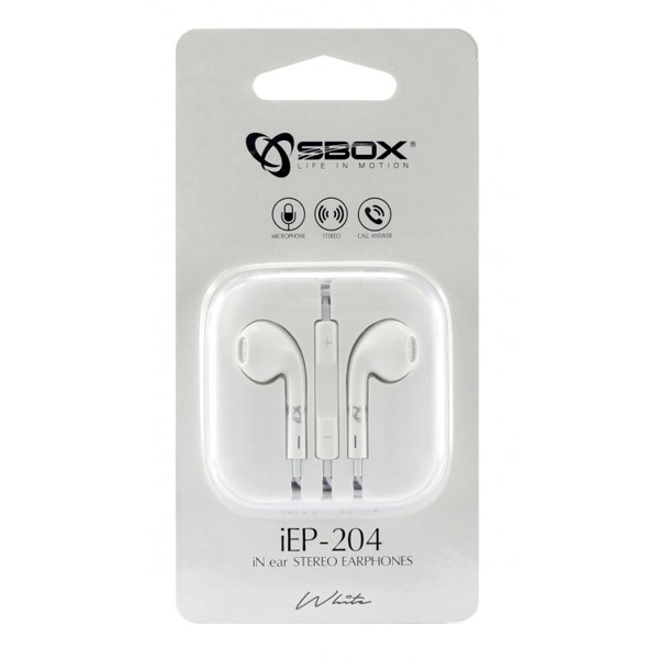 ყურსასმენი SBOX IEP-204 Wired, In-ear headphones White