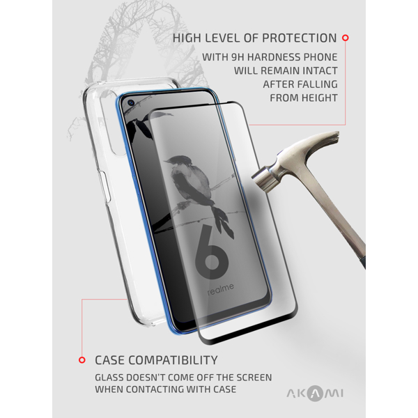 ეკრანის დამცავი AKAMI 3D glass protector for Realme 6