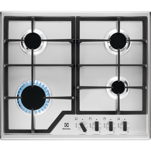 ჩასაშენებელი ქურის ზედაპირი Electrolux GPE263MX Hob, Built-in, Mechanical, Gas Silver