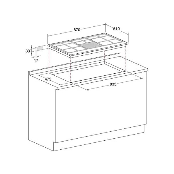 ჩასაშენებელი ქურის ზედაპირი Hotpoint-Ariston PHN 961 TSIXHA Gas Hob Stainless Steel