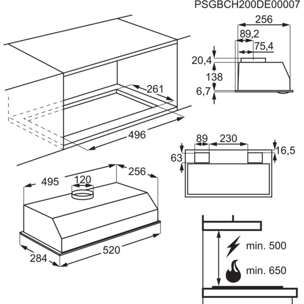 გამწოვი AEG DGB1522S Wall-Mounted, Mechanical, 2 x 4W Gray