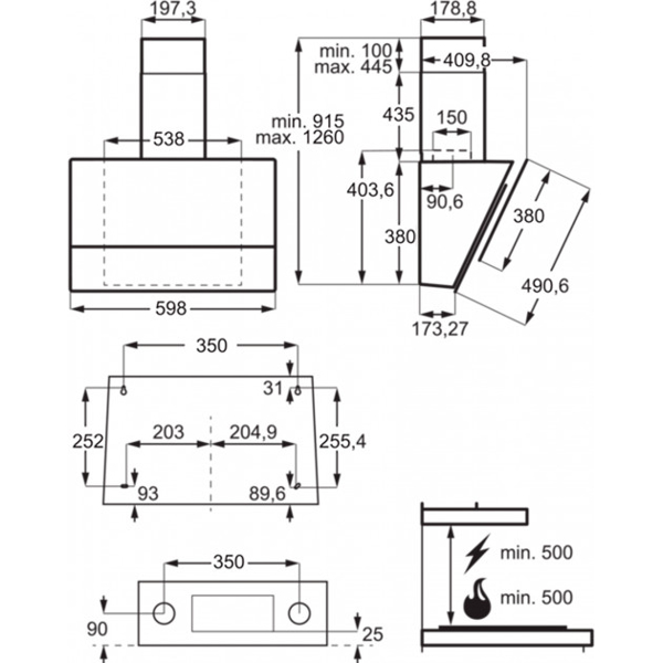 ჩასაშენებელი გამწოვი Electrolux LFV616Y, 650m³/h Silver