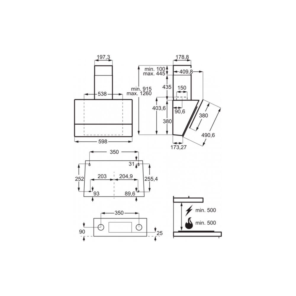 ჩასაშენებელი გამწოვი Electrolux LFV616Y, 650m³/h Silver