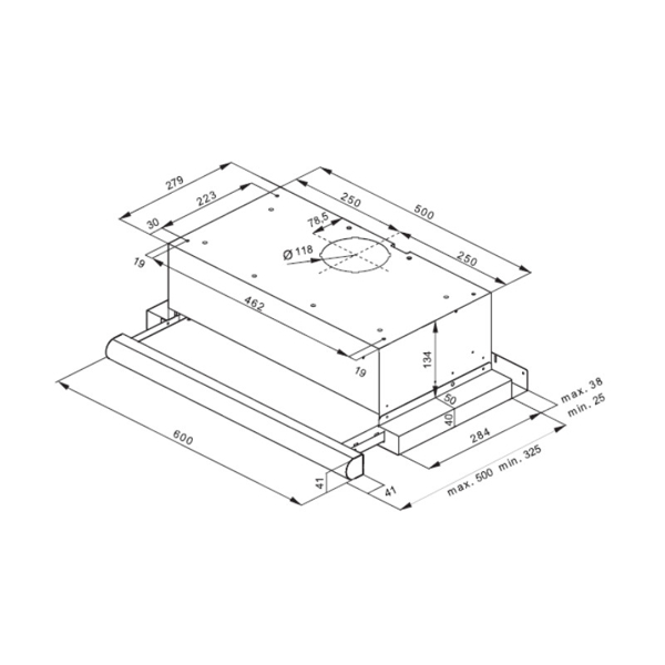 გამწოვი Hansa OTS625IH Wall-Mounted, Mechanical, 2x 28W, 361 m³/h Silver