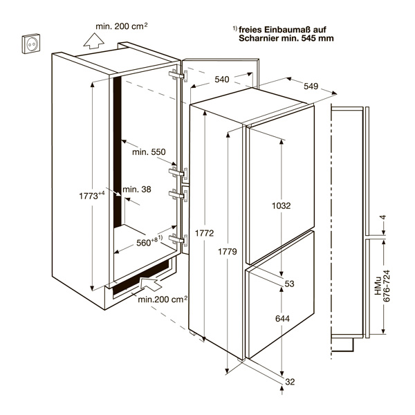 ჩასაშენებელი მაცივარი Electrolux ENN92841AW Combined Fridge-Freezer, Built-in White