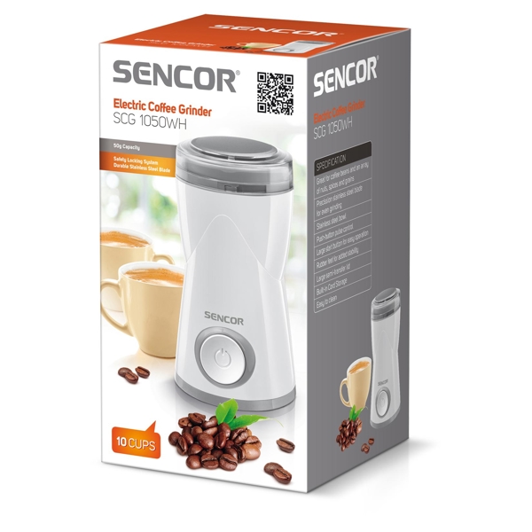 ყავის საფქვავი Sencor SCG 1050WH Coffee Grinder, 150 W White