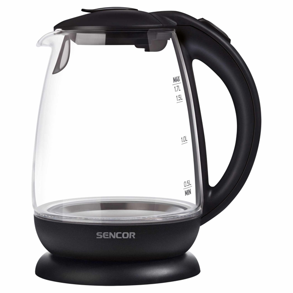 ელექტრო ჩაიდანი Sencor SWK 1785BK, 2200W, 1.7L, Electric Kettle, Transparant/Black