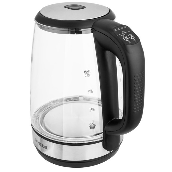 ელექტრო ჩაიდანი Sencor SWK 2090BK 2200W, 2L, Electric Kettle, Black/Silver