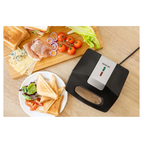 სენდვიჩ მეიკერი Sencor SSM 9410SS Sandwich Maker Automatic, 800W Silver / Black