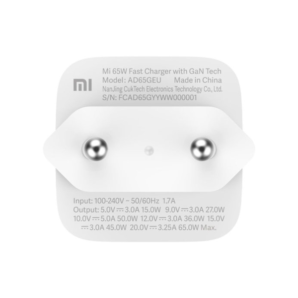 მობილურის დამტენი Xiaomi X29188 Mi 65W Fast Charger with GaN Tech White