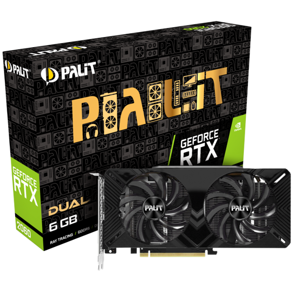 ვიდეო დაფა Palit RTX2060 DUAL 6G GDDR6 192bit DVI HDMI DP