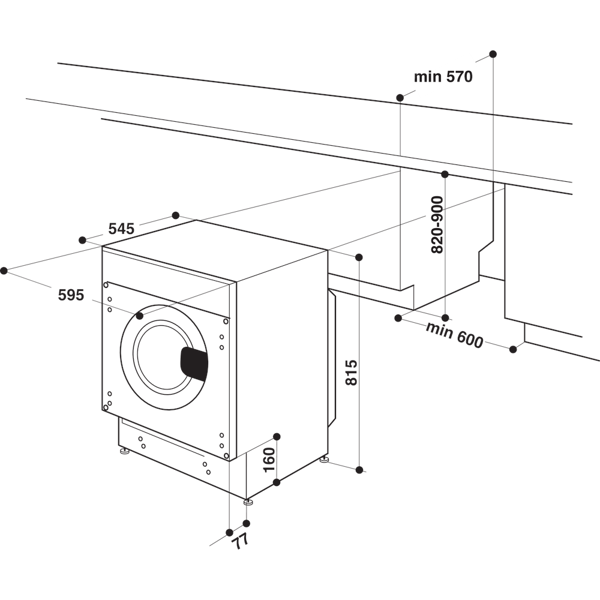 ჩასაშენებელი სარეცხი მანქანა Hotpoint BI WDHG 861484 EU, 8Kg, 1351 Rpm,  A+++,  Built-in, White