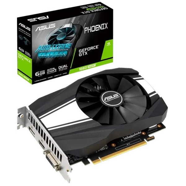 ვიდეო დაფა ASUS PH-GTX1660S-6G, PCI Express 3.0, 6GB GDDR6, 192-bit, DVI,HDMI,DP