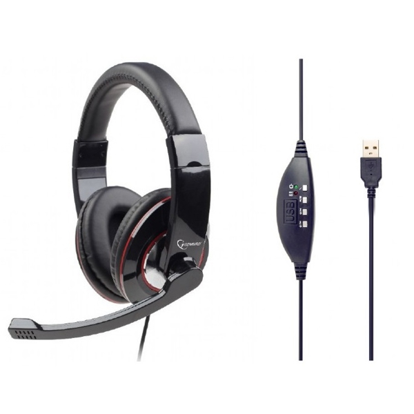 ყურსასმენები Gembird MHS-U-001, USB stereo headset, glossy black