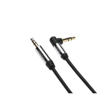 აუდიო კაბელი CABLE 2E AUDIO (JACK 3.5MM-M / JACK 3.5MM-M) RIGHT ANGEL, COILED 1.8M BLACK 2E-W9653RBL