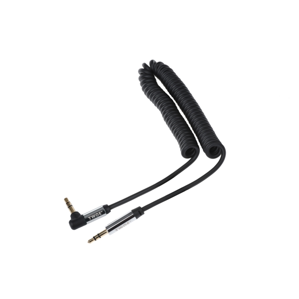 აუდიო კაბელი CABLE 2E AUDIO (JACK 3.5MM-M / JACK 3.5MM-M) RIGHT ANGEL, COILED 1.8M BLACK 2E-W9653RBL