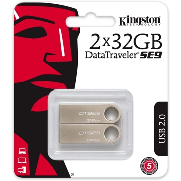 USB ფლეშ მეხსიერება Kingston DTSE9H/32GB-2P 32GB DataTraveler USB 2.0 2 Pack Silver