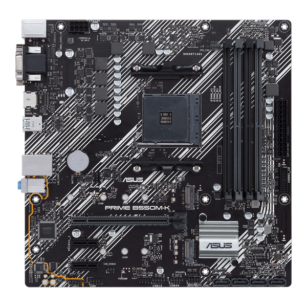 დედა დაფა AMD B550 Ryzen AM4 micro ATX motherboard with dual M.2 PCIe 4.0, 1 Gb Ethernet, HDMI/D-Sub/DVI, SATA 6 Gbps, USB 3.2 Gen 2 Type-A