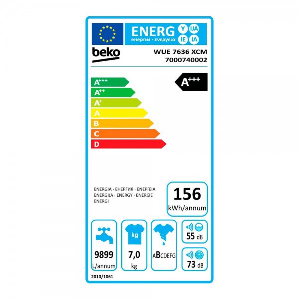 სარეცხი მანქანა BEKO WUE 7636 XCM Superia 7 kg A+++ Bluetooth Grey