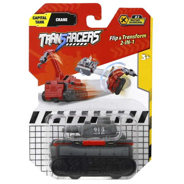 TransRacers EU463875C-03 2-in-1 Flip Vehicle- Road Roller - Detective Car