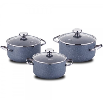 ქვაბების ნაკრები Korkmaz A2863 Stona Cookware Set 6pcs Blue