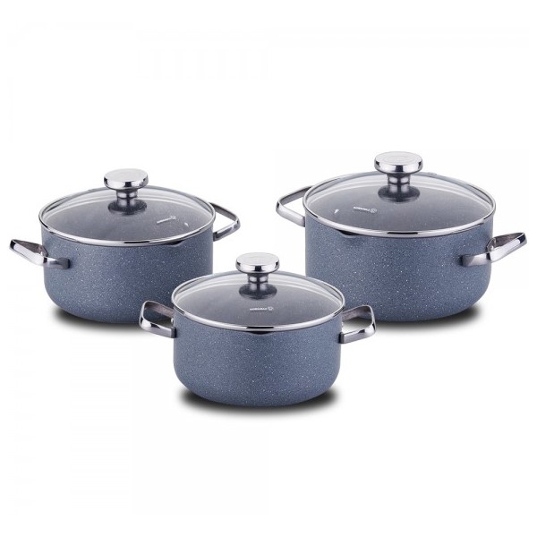 ქვაბების ნაკრები Korkmaz A2863 Stona Cookware Set 6pcs Blue