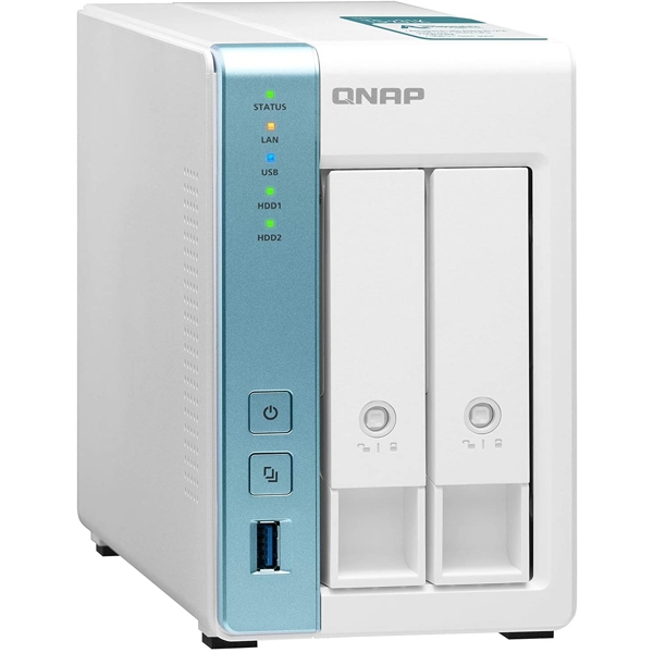 Storage System Qnap TS-231K, 2-Bay Tower NAS, 1,7GHz, 1GB DDR3 SODIMM RAM, SATA 6Gb/s, White