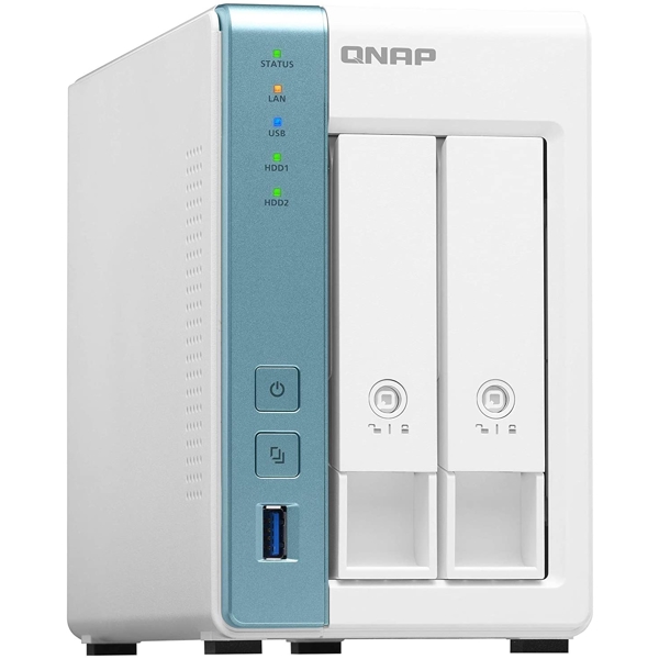 Storage System Qnap TS-231K, 2-Bay Tower NAS, 1,7GHz, 1GB DDR3 SODIMM RAM, SATA 6Gb/s, White