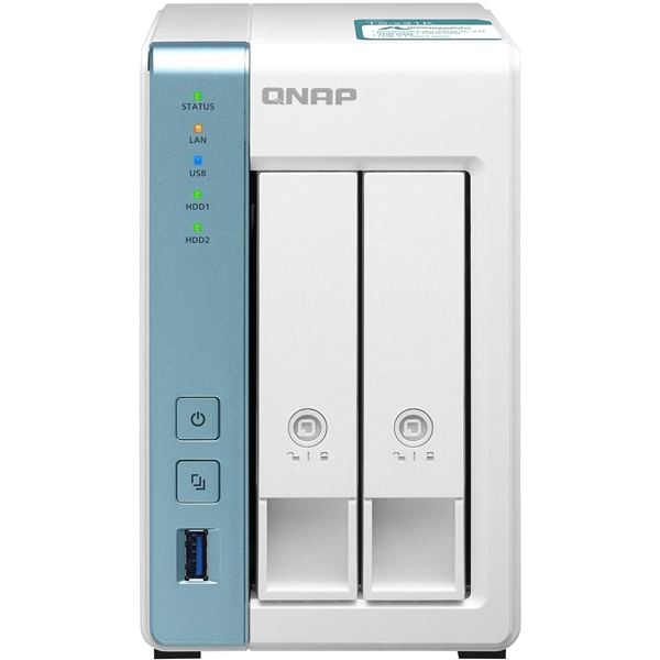 Storage System Qnap TS-231K, 2-Bay Tower NAS, 1,7GHz, 1GB DDR3 SODIMM RAM, SATA 6Gb/s, White