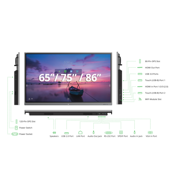 Vivitek NovoTouch EK653i, 65”, 4K UHD, Android v8.0, Smart Board, Grey