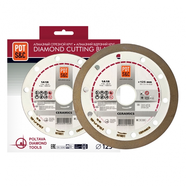 კუთხსახეხის დისკი Diamond cutting wheels 1A1R Ceramics (125х1,4х10х22,23) PAI