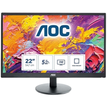 მონიტორი AOC E2270SWHN TN 21.5'' Full HD, 60 Hz VGA, HDMI Black