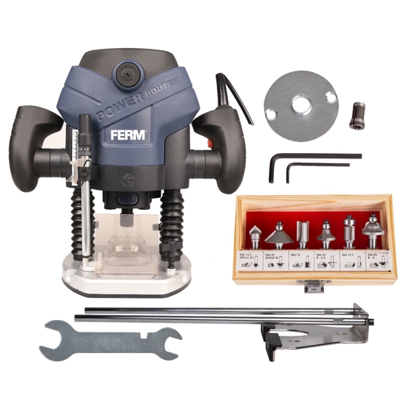 ფრეზი FERM PRM1015 Precision router 1300W with 6 pcs. router bits