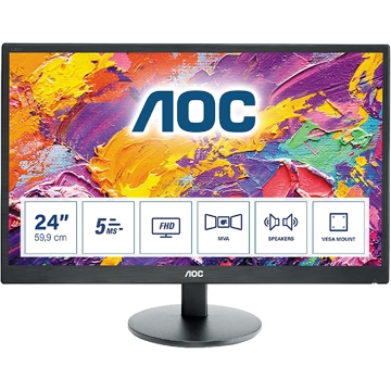 მონიტორი AOC M2470SWH 23.6" FHD MVA 5ms VGA HDMI Black