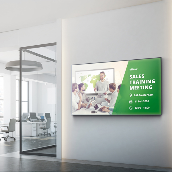 VIVITEK NovoDisplay DK551P All-in-One display that combines a 4K Ultra HD IPS-ADS technology, Wireless Collaboration, Video Conferencing and Digital Signage