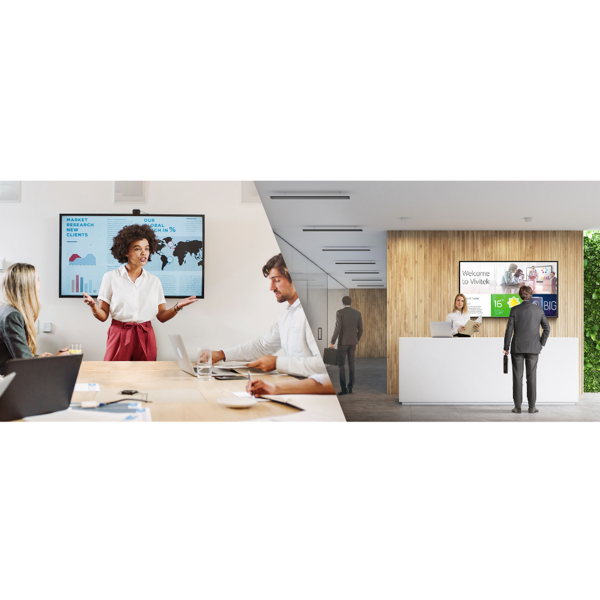 VIVITEK NovoDisplay DK551P All-in-One display that combines a 4K Ultra HD IPS-ADS technology, Wireless Collaboration, Video Conferencing and Digital Signage