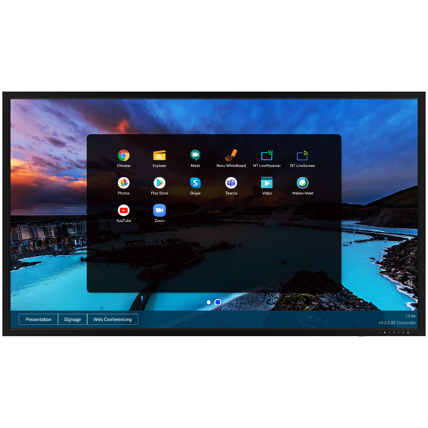 VIVITEK NovoDisplay DK551P All-in-One display that combines a 4K Ultra HD IPS-ADS technology, Wireless Collaboration, Video Conferencing and Digital Signage