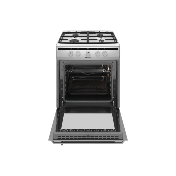 გაზქურა Hansa FCMX63022, 4 Burners, 67L, 2000 W, Black/Silver