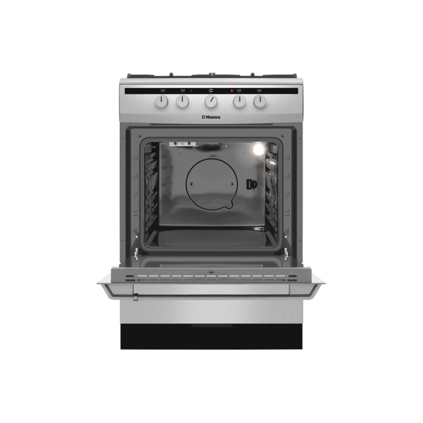 გაზქურა Hansa FCMX63022, 4 Burners, 67L, 2000 W, Black/Silver