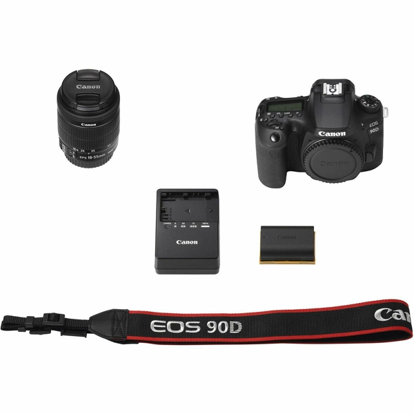 ციფრული ფოტოაპარატი Canon EOS 90D EF-S 18-55mm IS STM Kit Digital Camera with Lens Black