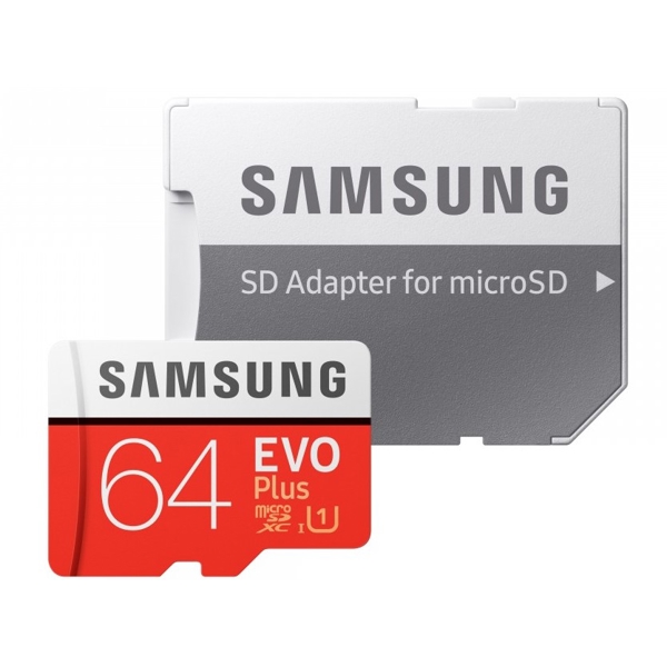 მეხსიერების ბარათი Samsung MB-MC64HA/RU, EVO Plus 64GB Micro SDXC UHS-I U3