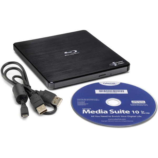 დისკის წამკითხველი Hitachi-LG BP55EB40 Blu-ray Writer USB2.0 EXT Ret Ultra Slim Black