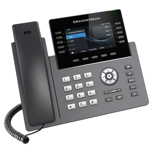 IP ტელეფონი Grandstream GRP2615 IP Phone PoE: 5 SIP, 10 line keys, Up to 40 digital BLF keys, WiFi