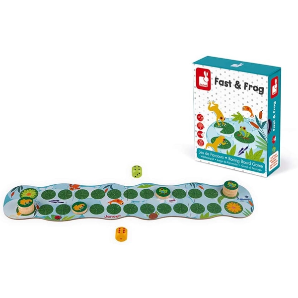 საბავშვო სამაგიდო თამაში Janod J02698 Wood/Cardboard Fast and Frog Racing Board Game