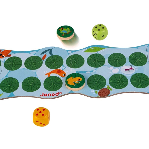 საბავშვო სამაგიდო თამაში Janod J02698 Wood/Cardboard Fast and Frog Racing Board Game