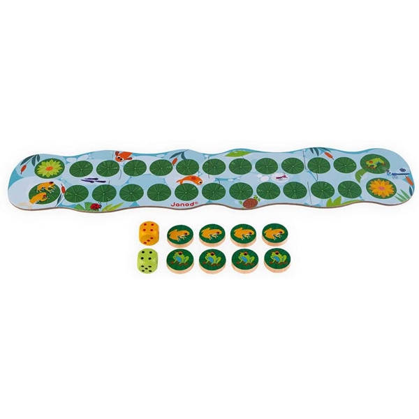 საბავშვო სამაგიდო თამაში Janod J02698 Wood/Cardboard Fast and Frog Racing Board Game