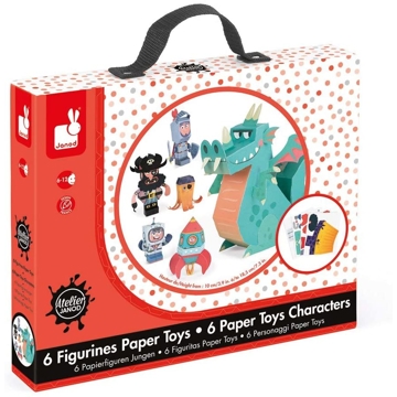 Janod J07778 Adventure Paper Toys Characters, Multicolored