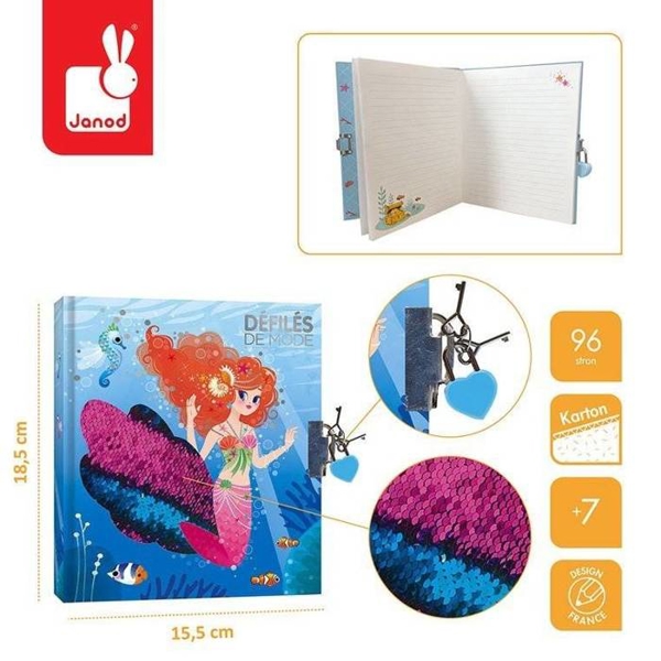 ბლოკნოტი Janod J07858 Cardboard/Paper/Metal Mermaids Secret Diary